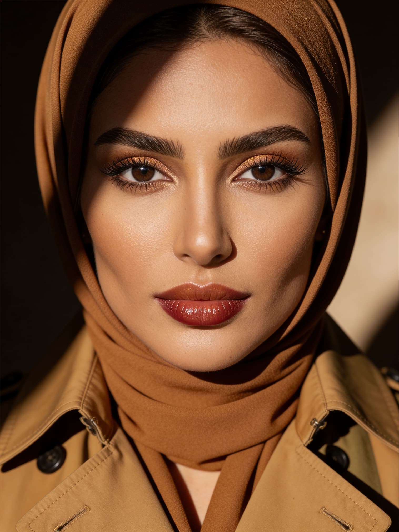 پرتره نزدیک ادیتوریال با تنالیته خاکی