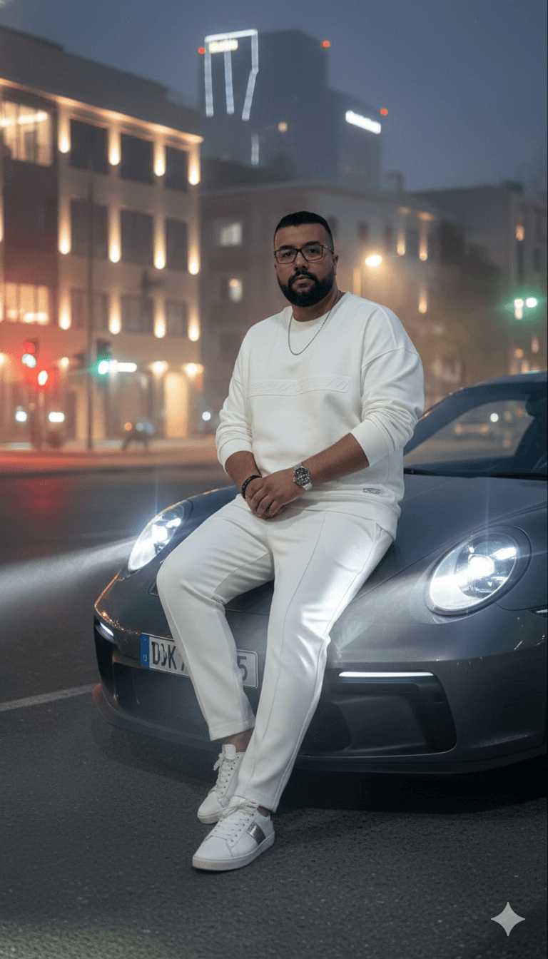 پرترهی مد با ست سفید و کتانی شیک